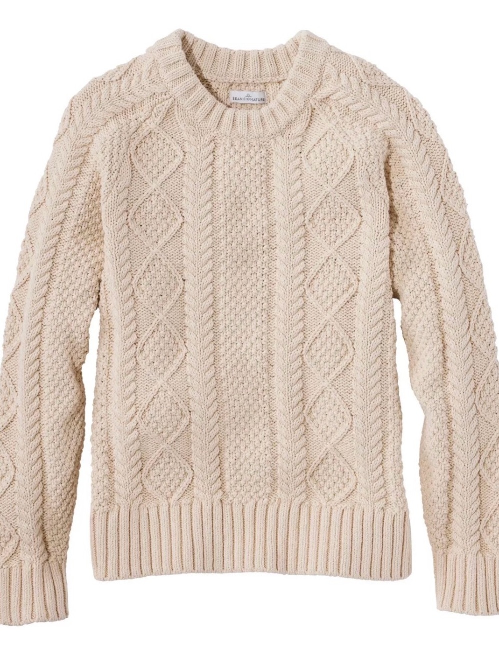LL Bean Cream Cable Knit Fisherman Sweater